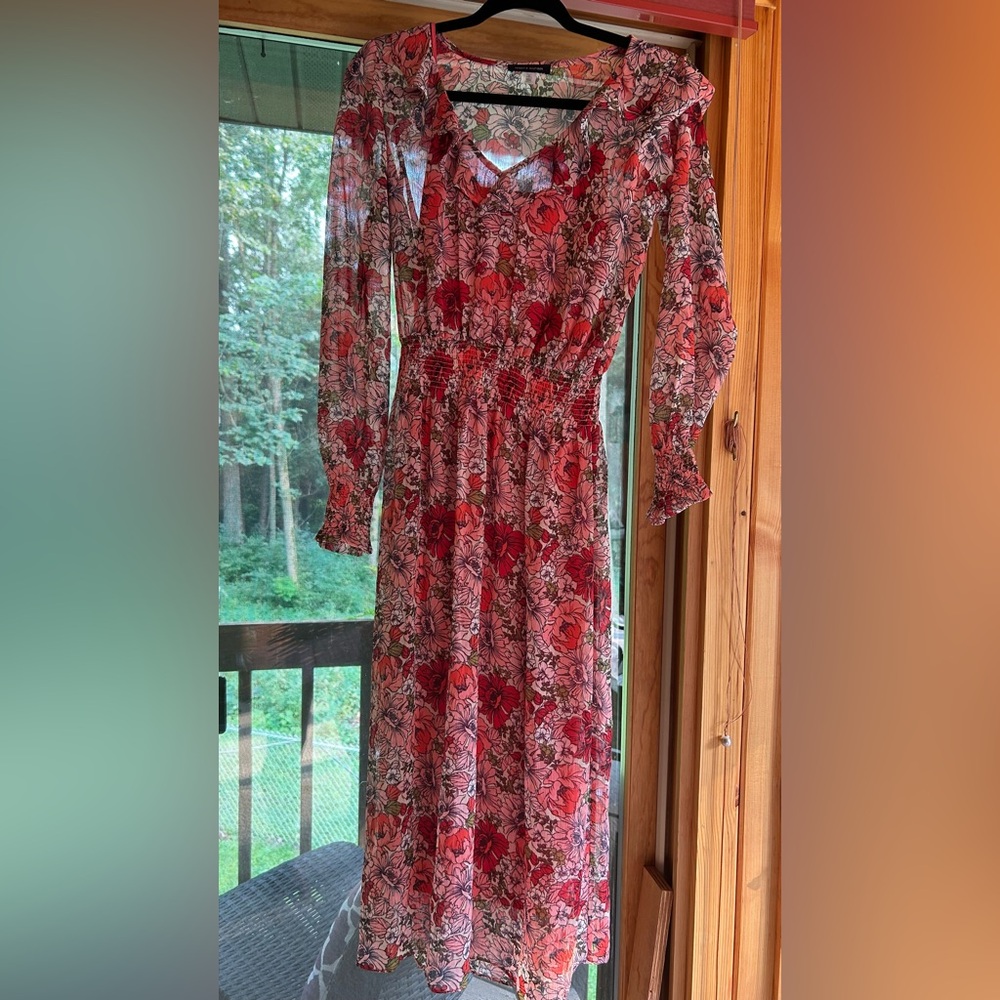 Tommy Hilfiger Red and Pink Floral Long Sleeve Dress